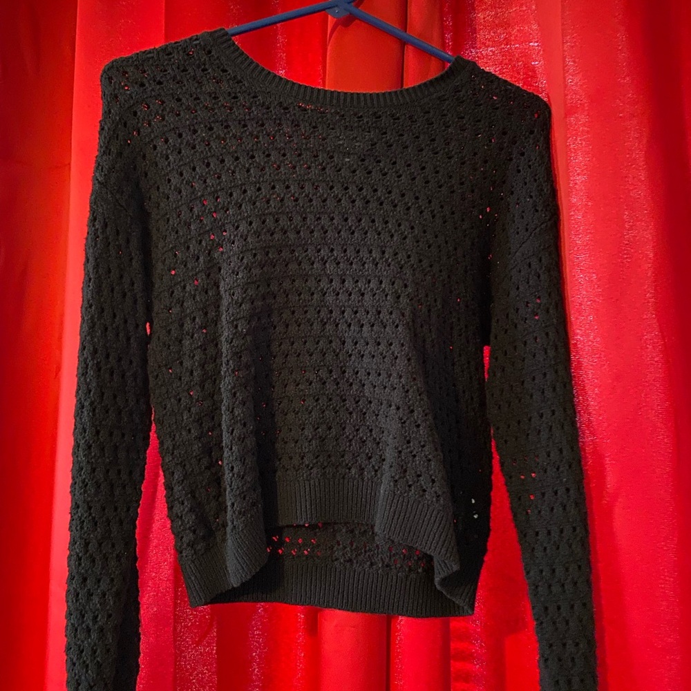 Cat & Jack Black Crochet Sweater